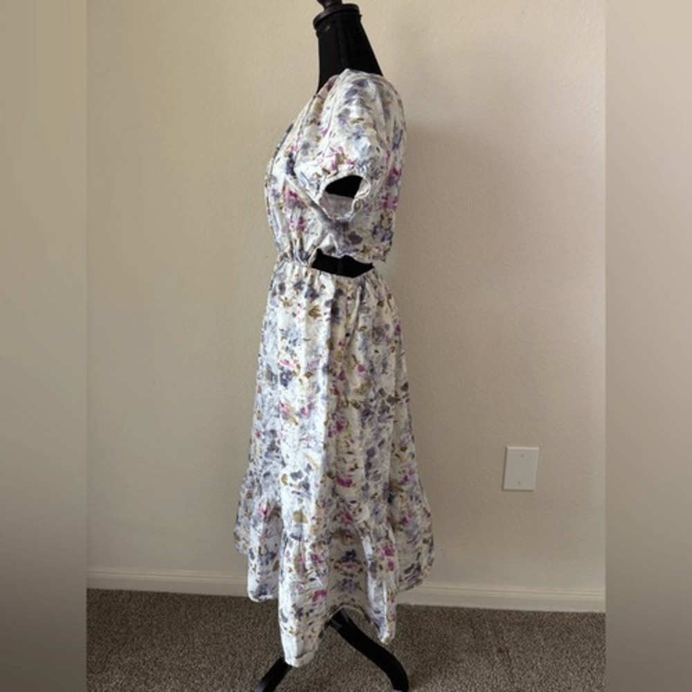 J. Crew Floral Cutout Maxi Dress Sz 10 Open Back Cottagecore Garden Peasant - Picture 5 of 13
